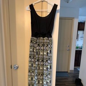 Black/ tribal print dress w center cut outs